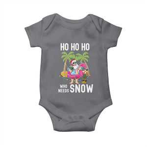 Tropical Beachy Christmas Baby Onesie Ho Ho Ho Who Needs Snow Santa Xmas In Hawaii Palm Tree TS02 Charcoal Print Your Wear