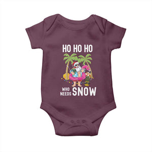 Tropical Beachy Christmas Baby Onesie Ho Ho Ho Who Needs Snow Santa Xmas In Hawaii Palm Tree TS02 Maroon Print Your Wear