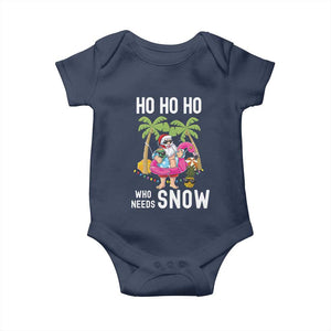 Tropical Beachy Christmas Baby Onesie Ho Ho Ho Who Needs Snow Santa Xmas In Hawaii Palm Tree TS02 Navy Print Your Wear