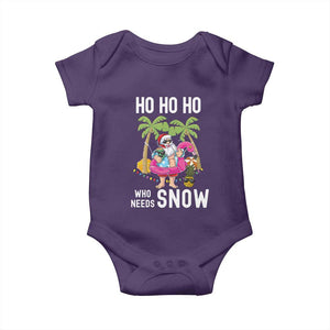 Tropical Beachy Christmas Baby Onesie Ho Ho Ho Who Needs Snow Santa Xmas In Hawaii Palm Tree TS02 Purple Print Your Wear