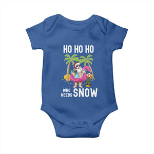 Tropical Beachy Christmas Baby Onesie Ho Ho Ho Who Needs Snow Santa Xmas In Hawaii Palm Tree TS02 Royal Blue Print Your Wear