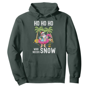 Tropical Beachy Christmas Hoodie Ho Ho Ho Who Needs Snow Santa Xmas In Hawaii Palm Tree TS02 Dark Forest Green Print Your Wear