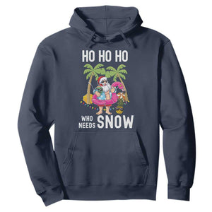 Tropical Beachy Christmas Hoodie Ho Ho Ho Who Needs Snow Santa Xmas In Hawaii Palm Tree TS02 Navy Print Your Wear