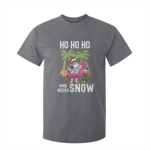 Tropical Beachy Christmas T Shirt For Kid Ho Ho Ho Who Needs Snow Santa Xmas In Hawaii Palm Tree TS02 Charcoal Print Your Wear