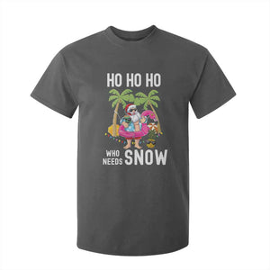 Tropical Beachy Christmas T Shirt For Kid Ho Ho Ho Who Needs Snow Santa Xmas In Hawaii Palm Tree TS02 Dark Heather Print Your Wear