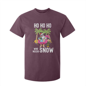 Tropical Beachy Christmas T Shirt For Kid Ho Ho Ho Who Needs Snow Santa Xmas In Hawaii Palm Tree TS02 Maroon Print Your Wear