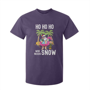 Tropical Beachy Christmas T Shirt For Kid Ho Ho Ho Who Needs Snow Santa Xmas In Hawaii Palm Tree TS02 Purple Print Your Wear