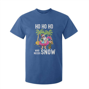 Tropical Beachy Christmas T Shirt For Kid Ho Ho Ho Who Needs Snow Santa Xmas In Hawaii Palm Tree TS02 Royal Blue Print Your Wear