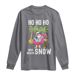 Tropical Beachy Christmas Long Sleeve Shirt Ho Ho Ho Who Needs Snow Santa Xmas In Hawaii Palm Tree TS02 Charcoal Print Your Wear