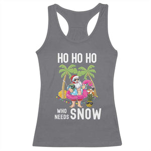 Tropical Beachy Christmas Racerback Tank Top Ho Ho Ho Who Needs Snow Santa Xmas In Hawaii Palm Tree TS02 Charcoal Print Your Wear