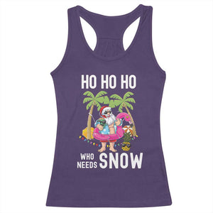 Tropical Beachy Christmas Racerback Tank Top Ho Ho Ho Who Needs Snow Santa Xmas In Hawaii Palm Tree TS02 Purple Print Your Wear