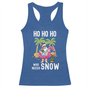 Tropical Beachy Christmas Racerback Tank Top Ho Ho Ho Who Needs Snow Santa Xmas In Hawaii Palm Tree TS02 Royal Blue Print Your Wear