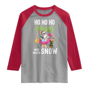 Tropical Beachy Christmas Raglan Shirt Ho Ho Ho Who Needs Snow Santa Xmas In Hawaii Palm Tree TS02 Sport Gray Red Print Your Wear