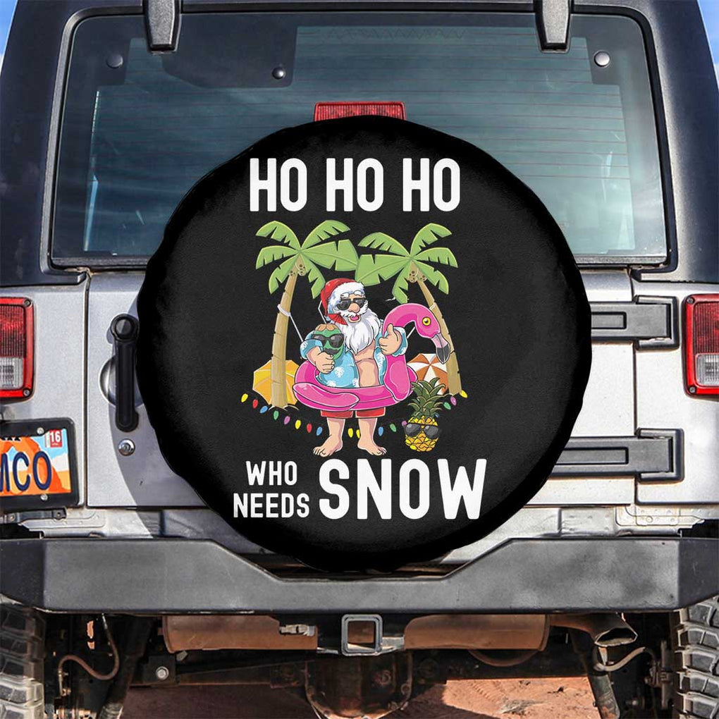 Tropical Beachy Christmas Spare Tire Cover Ho Ho Ho Who Needs Snow Santa Xmas In Hawaii Palm Tree TS02 No hole Black Print Your Wear