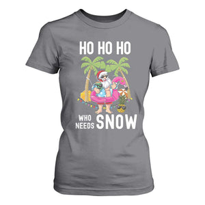 Tropical Beachy Christmas T Shirt For Women Ho Ho Ho Who Needs Snow Santa Xmas In Hawaii Palm Tree TS02 Charcoal Print Your Wear