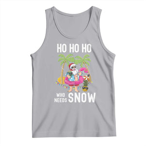 Tropical Beachy Christmas Tank Top Ho Ho Ho Who Needs Snow Santa Xmas In Hawaii Palm Tree TS02 Athletic Heather Print Your Wear