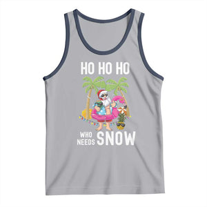 Tropical Beachy Christmas Tank Top Ho Ho Ho Who Needs Snow Santa Xmas In Hawaii Palm Tree TS02 Athletic Heather Navy Print Your Wear