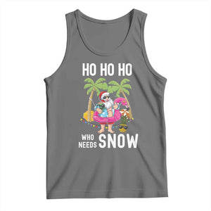 Tropical Beachy Christmas Tank Top Ho Ho Ho Who Needs Snow Santa Xmas In Hawaii Palm Tree TS02 Black Heather Print Your Wear