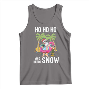 Tropical Beachy Christmas Tank Top Ho Ho Ho Who Needs Snow Santa Xmas In Hawaii Palm Tree TS02 Deep Heather Print Your Wear