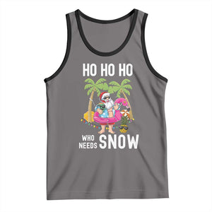 Tropical Beachy Christmas Tank Top Ho Ho Ho Who Needs Snow Santa Xmas In Hawaii Palm Tree TS02 Deep Heather Black Print Your Wear