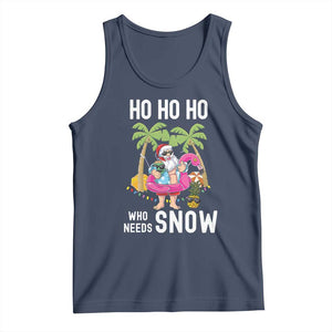 Tropical Beachy Christmas Tank Top Ho Ho Ho Who Needs Snow Santa Xmas In Hawaii Palm Tree TS02 Navy Print Your Wear