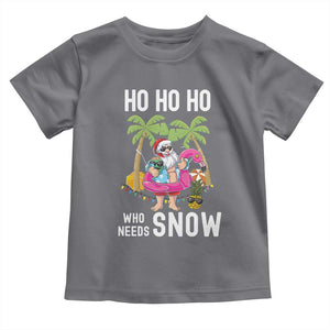 Tropical Beachy Christmas Toddler T Shirt Ho Ho Ho Who Needs Snow Santa Xmas In Hawaii Palm Tree TS02 Charcoal Print Your Wear