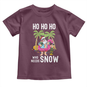 Tropical Beachy Christmas Toddler T Shirt Ho Ho Ho Who Needs Snow Santa Xmas In Hawaii Palm Tree TS02 Maroon Print Your Wear