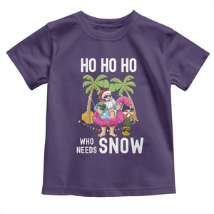 Tropical Beachy Christmas Toddler T Shirt Ho Ho Ho Who Needs Snow Santa Xmas In Hawaii Palm Tree TS02 Purple Print Your Wear