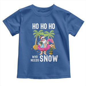 Tropical Beachy Christmas Toddler T Shirt Ho Ho Ho Who Needs Snow Santa Xmas In Hawaii Palm Tree TS02 Royal Blue Print Your Wear