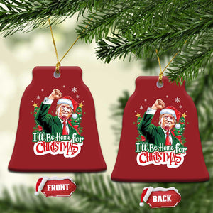 Funny Trump Santa 2024 Xmas Christmas Ornament I'll Be Home For Xmas TS02 Bell Flake Red Print Your Wear