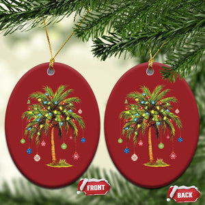 Xmas Palm Tree Lights Christmas Ornament Tropical Hawaiian Holidays TS02 Oval Red Print Your Wear