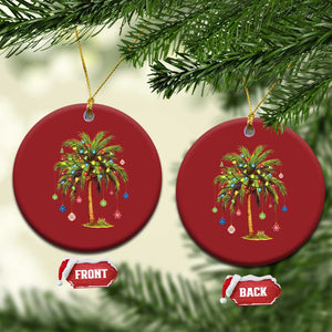 Xmas Palm Tree Lights Christmas Ornament Tropical Hawaiian Holidays TS02 Circle Red Print Your Wear