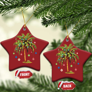 Xmas Palm Tree Lights Christmas Ornament Tropical Hawaiian Holidays TS02 Star Red Print Your Wear