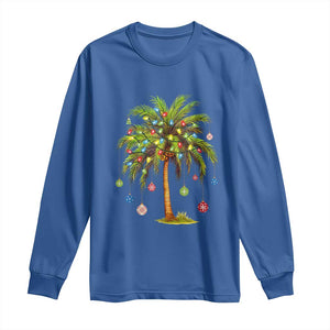 Christmas Palm Tree Long Sleeve Shirt Xmas Lights Tropical Hawaiian Holidays TS02 Royal Blue Print Your Wear