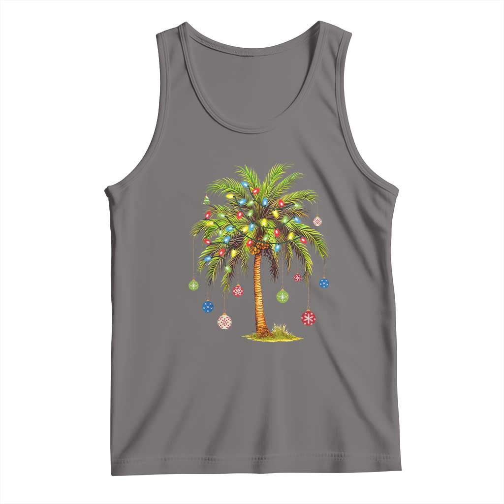 Christmas Palm Tree Tank Top Xmas Lights Tropical Hawaiian Holidays TS02 Deep Heather Print Your Wear