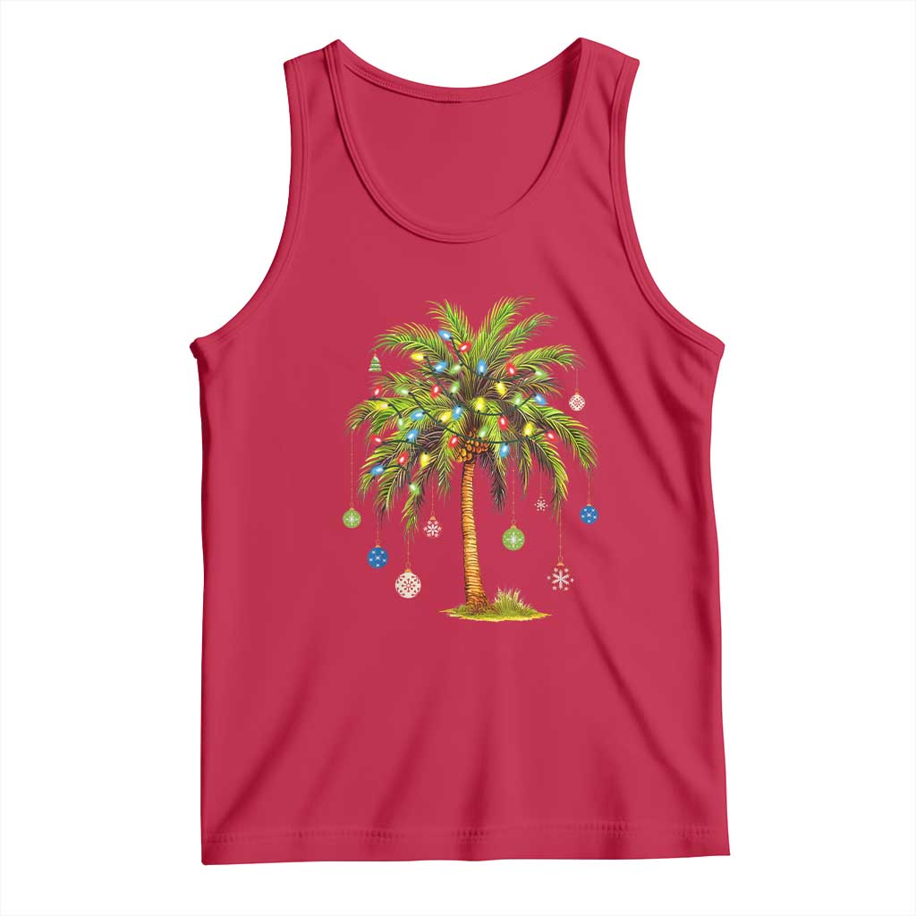 Christmas Palm Tree Tank Top Xmas Lights Tropical Hawaiian Holidays TS02 Red Print Your Wear