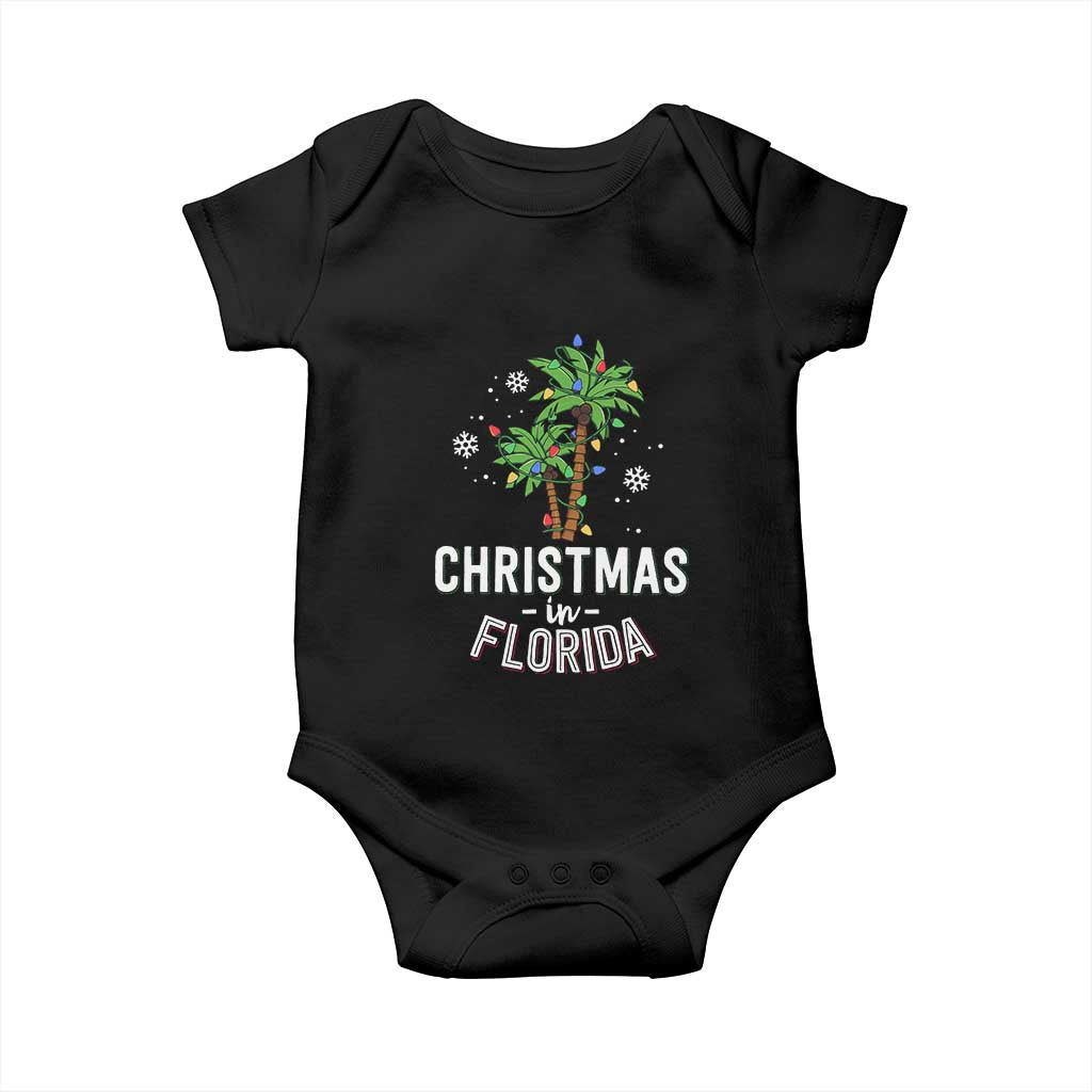 Christmas In Florida Baby Onesie Deck The Palm Trees Xmas Matching Family Vacation TS02 Black Print Your Wear