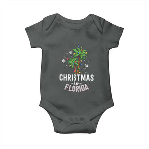 Christmas In Florida Baby Onesie Deck The Palm Trees Xmas Matching Family Vacation TS02 Dark Heather Print Your Wear