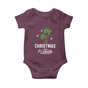 Christmas In Florida Baby Onesie Deck The Palm Trees Xmas Matching Family Vacation TS02 Maroon Print Your Wear