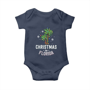 Christmas In Florida Baby Onesie Deck The Palm Trees Xmas Matching Family Vacation TS02 Navy Print Your Wear