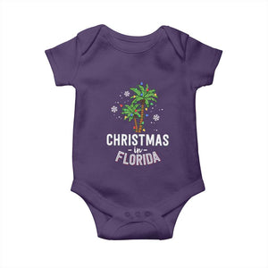 Christmas In Florida Baby Onesie Deck The Palm Trees Xmas Matching Family Vacation TS02 Purple Print Your Wear