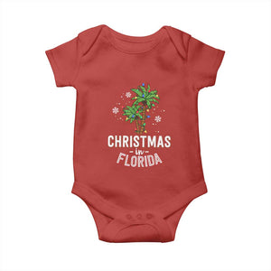 Christmas In Florida Baby Onesie Deck The Palm Trees Xmas Matching Family Vacation TS02 Red Print Your Wear