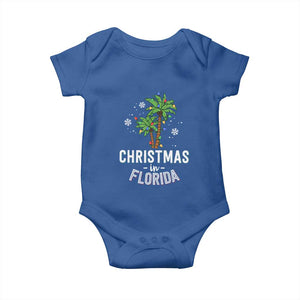 Christmas In Florida Baby Onesie Deck The Palm Trees Xmas Matching Family Vacation TS02 Royal Blue Print Your Wear