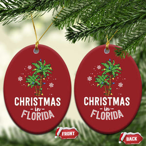 Xmas In Florida Christmas Ornament Deck The Palm Trees Matching Family Vacation TS02 Oval Red Print Your Wear