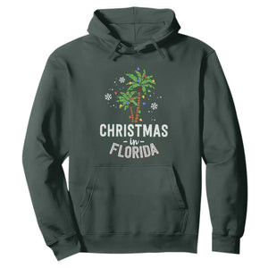 Christmas In Florida Hoodie Deck The Palm Trees Xmas Matching Family Vacation TS02 Dark Forest Green Print Your Wear