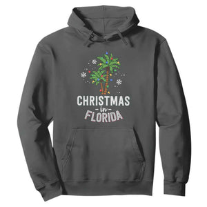 Christmas In Florida Hoodie Deck The Palm Trees Xmas Matching Family Vacation TS02 Dark Heather Print Your Wear