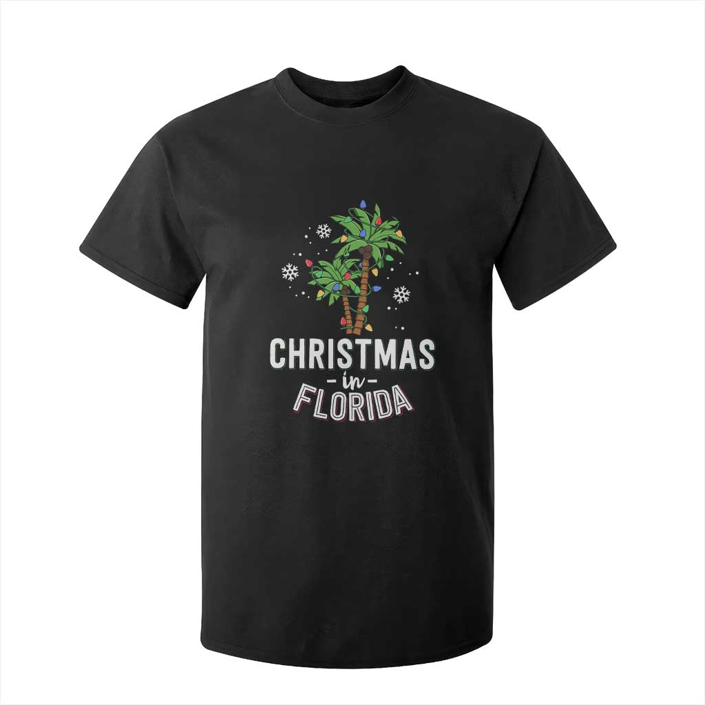 Christmas In Florida T Shirt For Kid Deck The Palm Trees Xmas Matching Family Vacation TS02 Black Print Your Wear