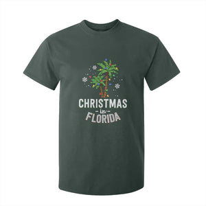 Christmas In Florida T Shirt For Kid Deck The Palm Trees Xmas Matching Family Vacation TS02 Dark Forest Green Print Your Wear