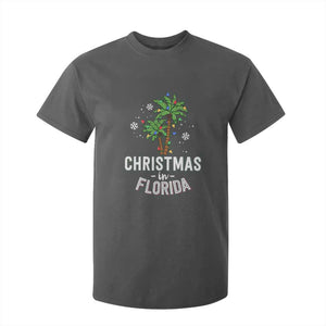 Christmas In Florida T Shirt For Kid Deck The Palm Trees Xmas Matching Family Vacation TS02 Dark Heather Print Your Wear