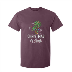 Christmas In Florida T Shirt For Kid Deck The Palm Trees Xmas Matching Family Vacation TS02 Maroon Print Your Wear